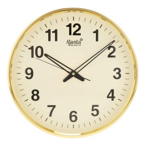Ajanta Wall Clock | 32 Cm X 32 Cm X 3.5 Cm | Gold Plastic|